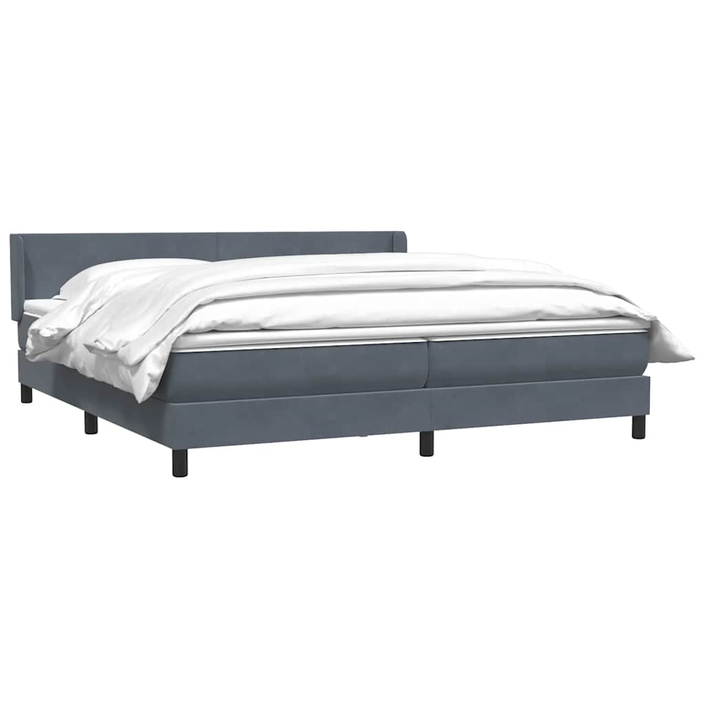 Boxspring met matras fluweel donkergrijs 200x220 cm – afbeelding 3