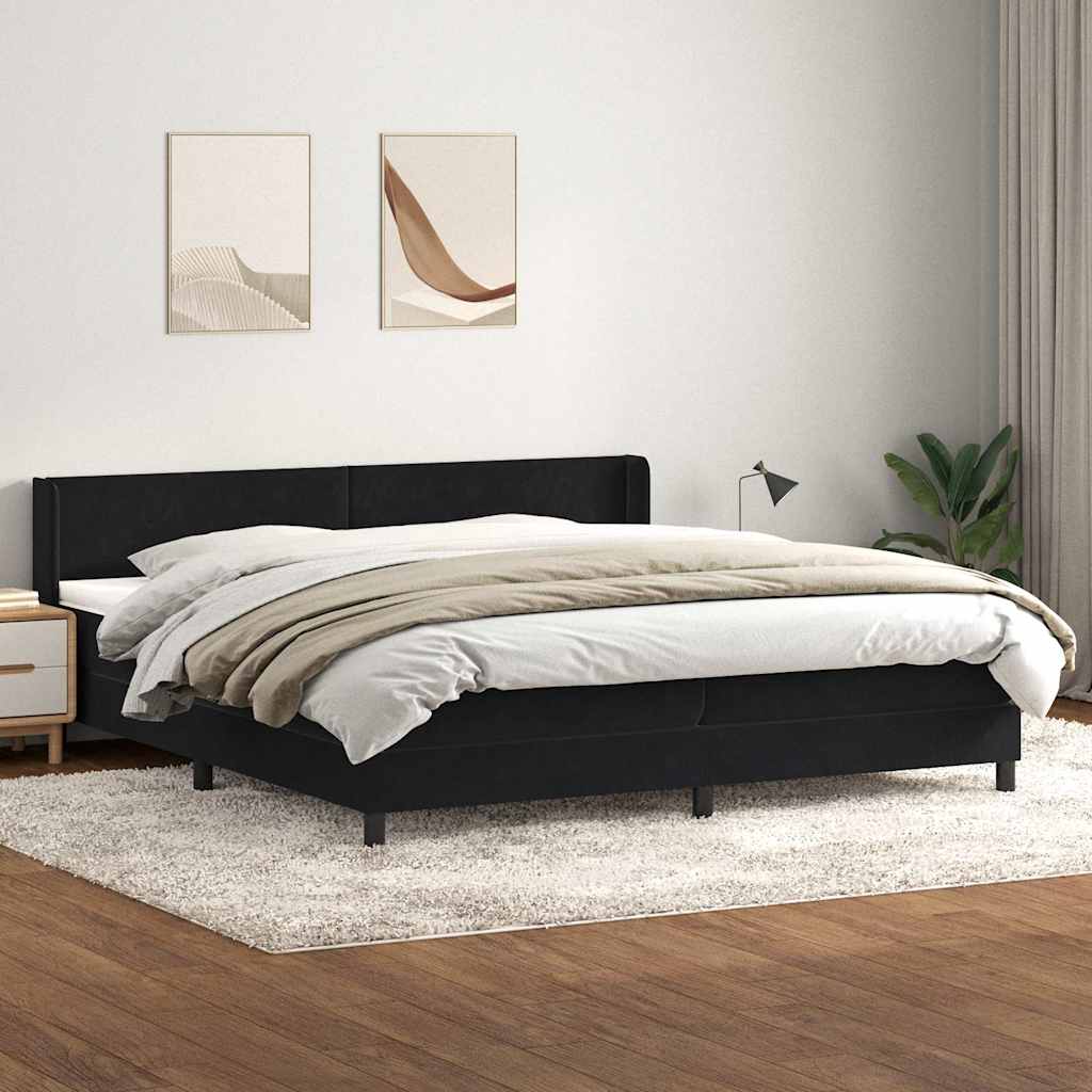 Boxspring met matras fluweel zwart 200x220 cm – afbeelding 1