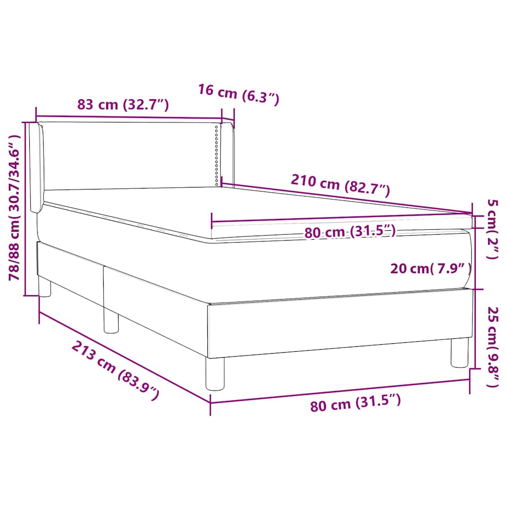Boxspring met matras fluweel donkergroen 80x210 cm – afbeelding 12