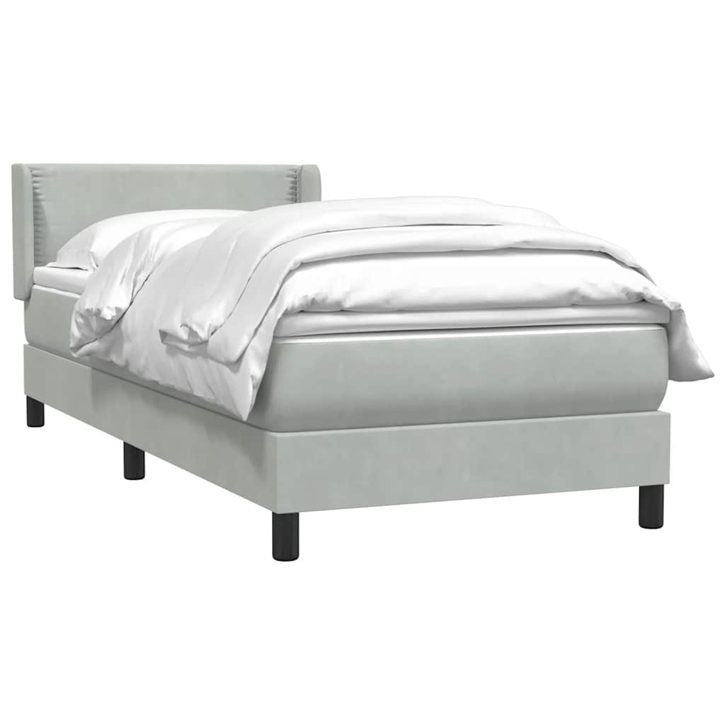 Boxspring met matras fluweel lichtgrijs 100x210 cm – afbeelding 3