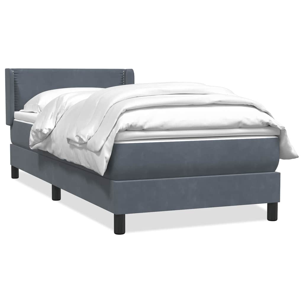 Boxspring met matras fluweel donkergrijs 100x210 cm – afbeelding 2