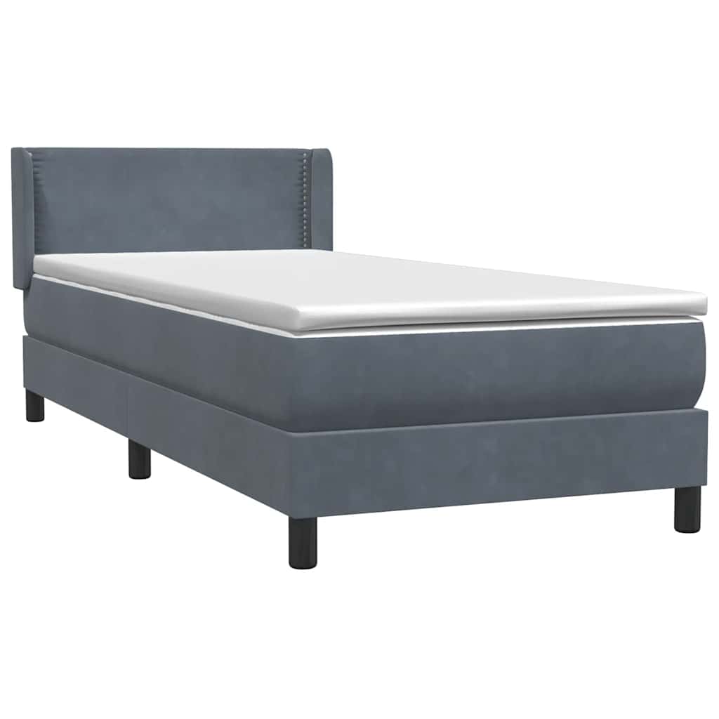 Boxspring met matras fluweel donkergrijs 100x210 cm – afbeelding 4