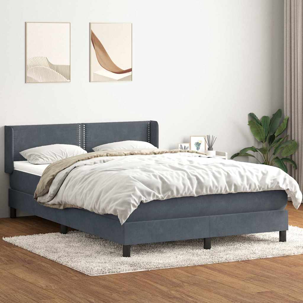 Boxspring met matras fluweel donkergrijs 140x210 cm – afbeelding 1