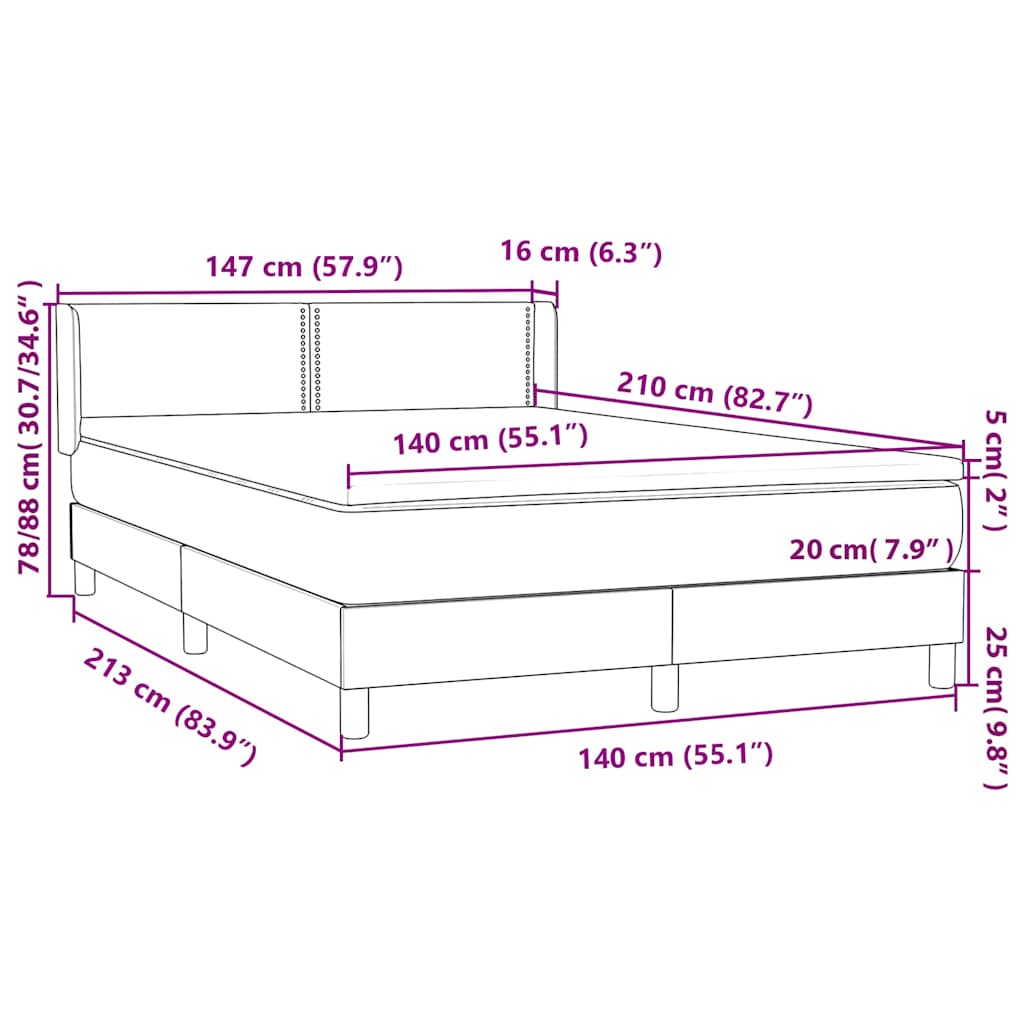 Boxspring met matras fluweel donkergrijs 140x210 cm – afbeelding 12