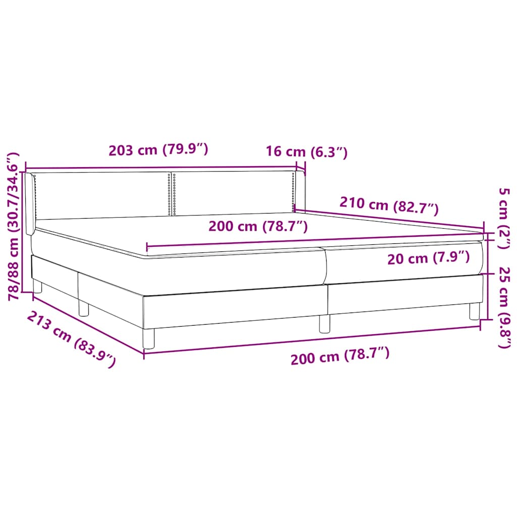 Boxspring met matras fluweel lichtgrijs 200x210 cm – afbeelding 12