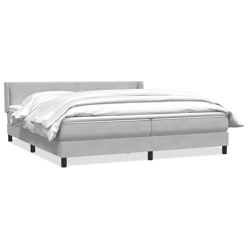 Boxspring met matras fluweel lichtgrijs 200x210 cm – afbeelding 2