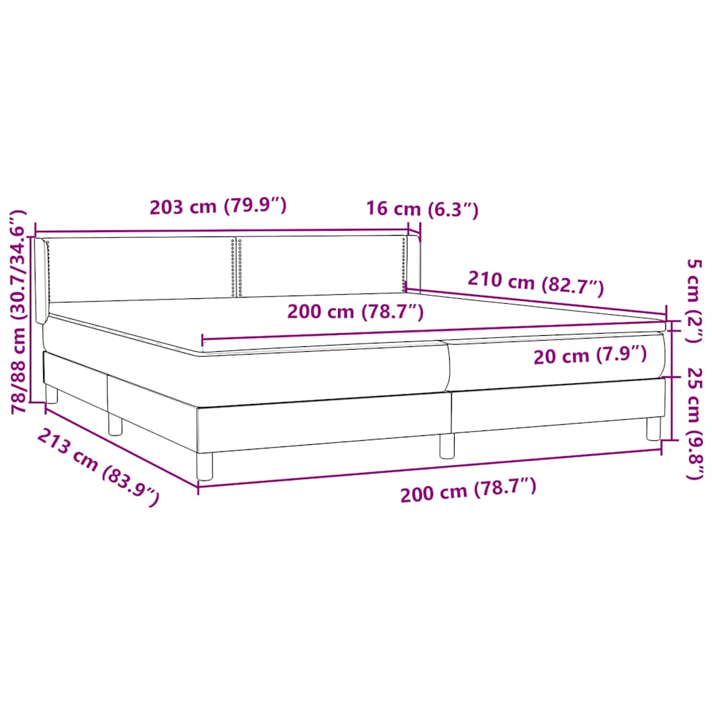 Boxspring met matras fluweel donkergrijs 200x210 cm – afbeelding 12