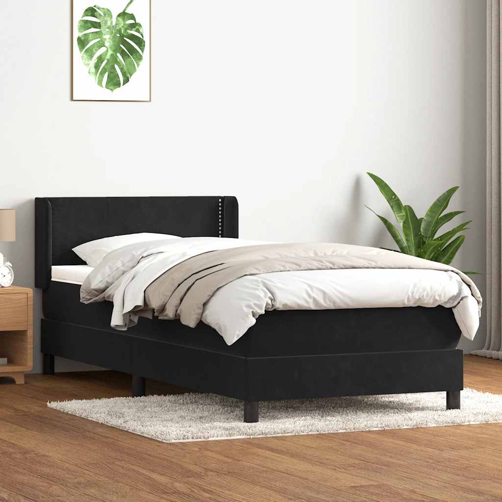 Boxspring met matras fluweel zwart 90x220 cm – afbeelding 1