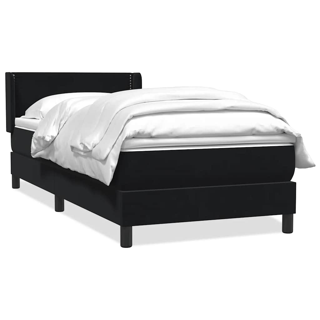 Boxspring met matras fluweel zwart 90x220 cm – afbeelding 2
