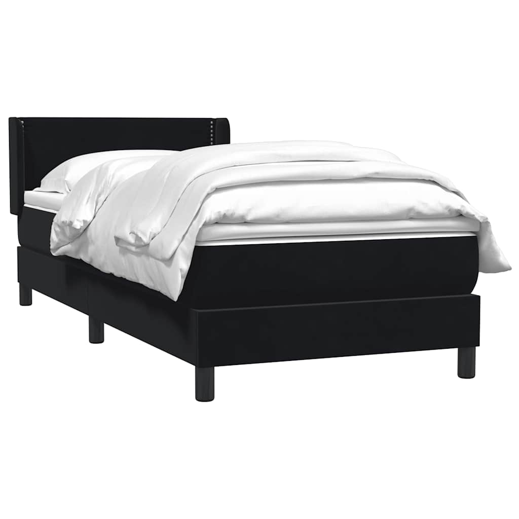 Boxspring met matras fluweel zwart 90x220 cm – afbeelding 3