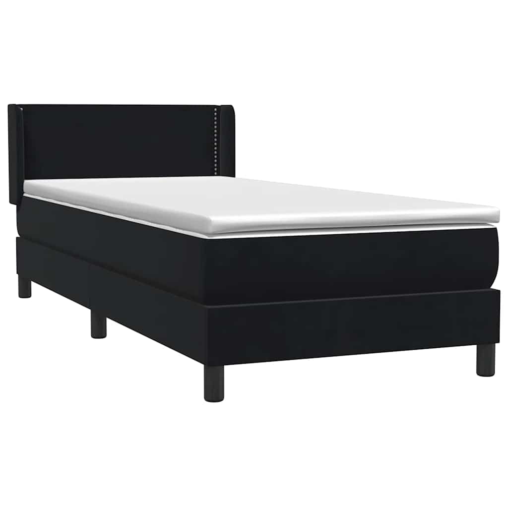 Boxspring met matras fluweel zwart 90x220 cm – afbeelding 4