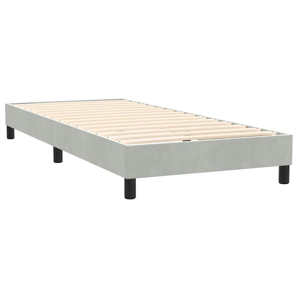 Boxspring met matras fluweel lichtgrijs 100x220 cm – afbeelding 5