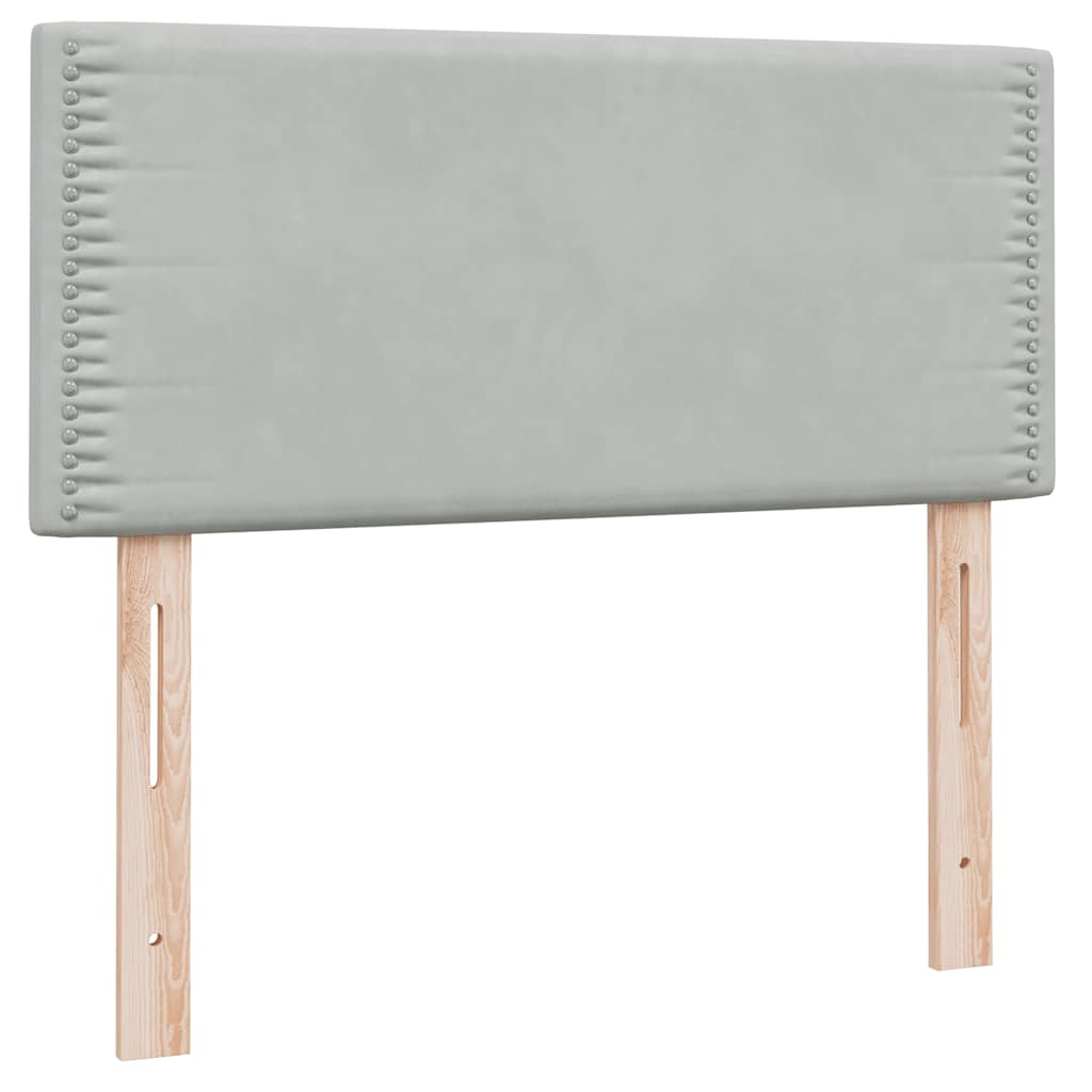Boxspring met matras fluweel lichtgrijs 100x220 cm – afbeelding 7