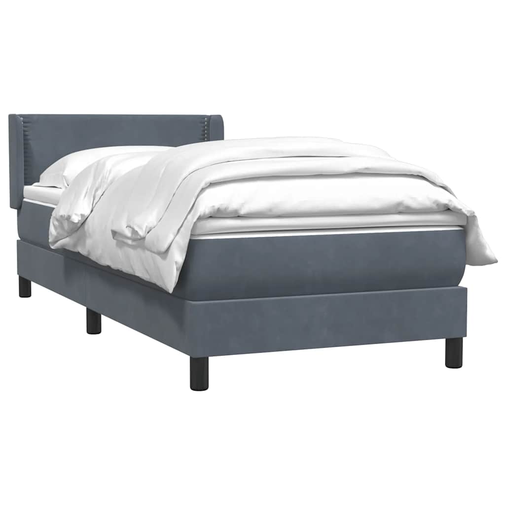 Boxspring met matras fluweel donkergrijs 100x220 cm – afbeelding 3