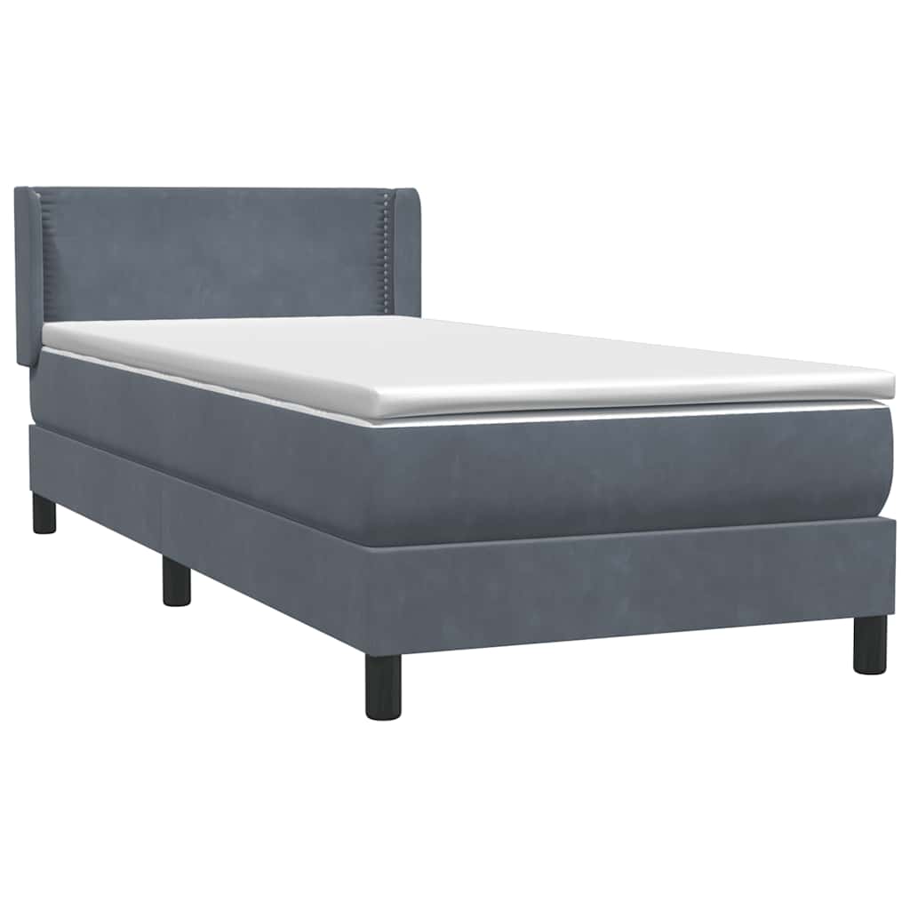 Boxspring met matras fluweel donkergrijs 100x220 cm – afbeelding 4