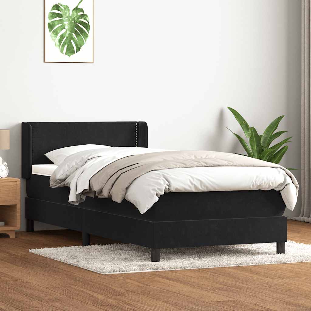Boxspring met matras fluweel zwart 100x220 cm – afbeelding 1