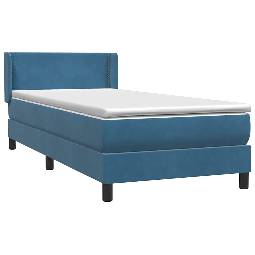 Boxspring met matras fluweel donkerblauw 100x220 cm – afbeelding 4