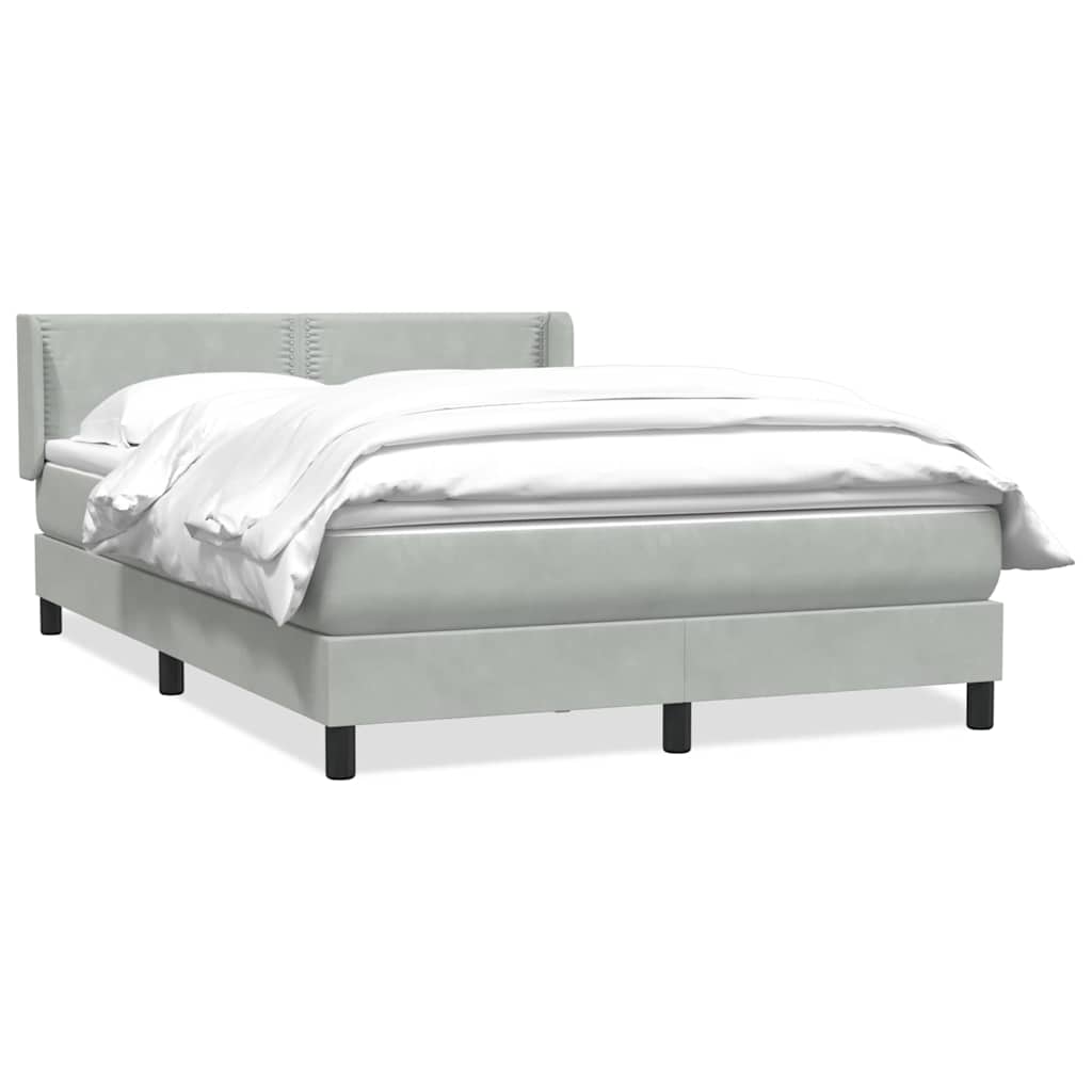 Boxspring met matras fluweel lichtgrijs 140x220 cm – afbeelding 2