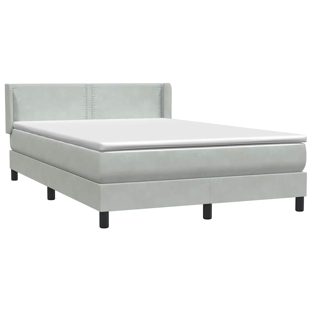 Boxspring met matras fluweel lichtgrijs 140x220 cm – afbeelding 4