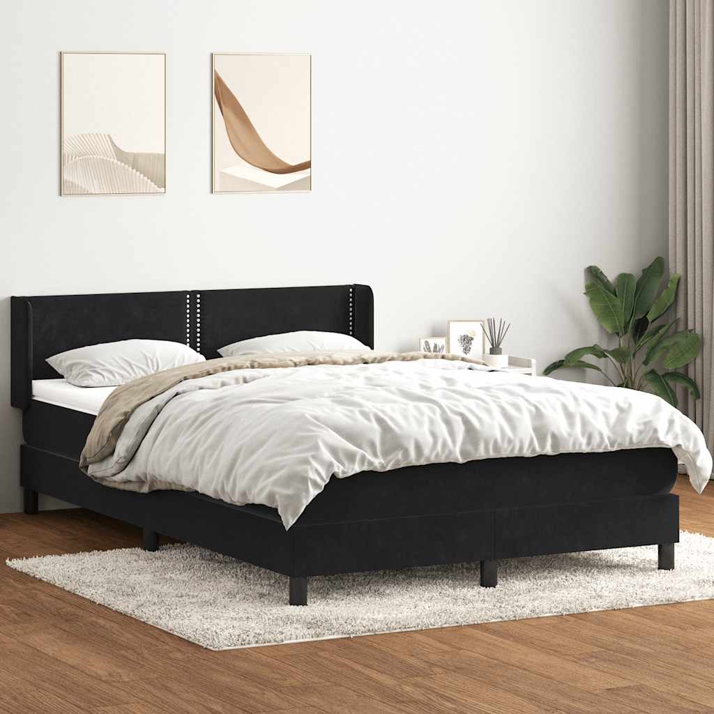 Boxspring met matras fluweel zwart 140x220 cm – afbeelding 1