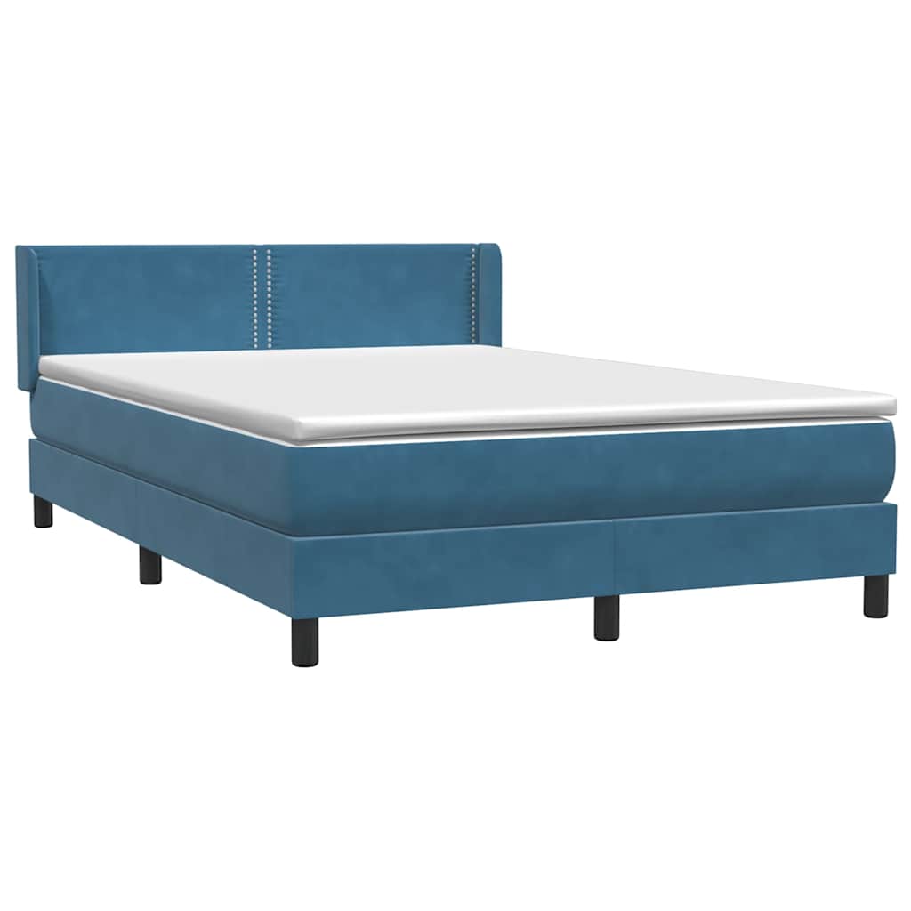 Boxspring met matras fluweel donkerblauw 160x220 cm – afbeelding 4
