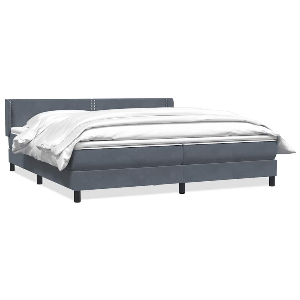 Boxspring met matras fluweel donkergrijs 180x220 cm – afbeelding 2