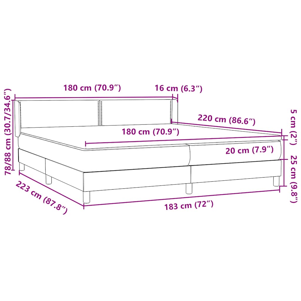 Boxspring met matras fluweel donkerblauw 180x220 cm – afbeelding 12