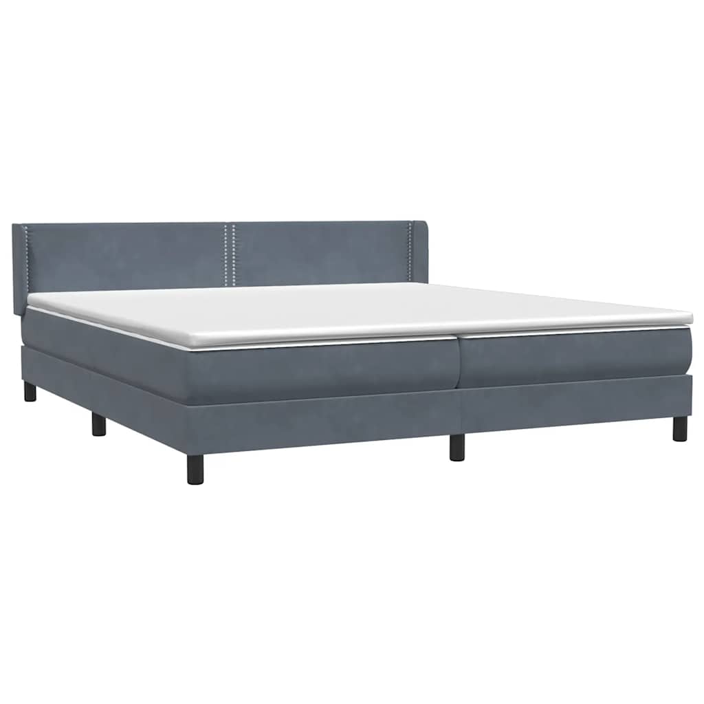 Boxspring met matras fluweel donkergrijs 200x220 cm – afbeelding 4