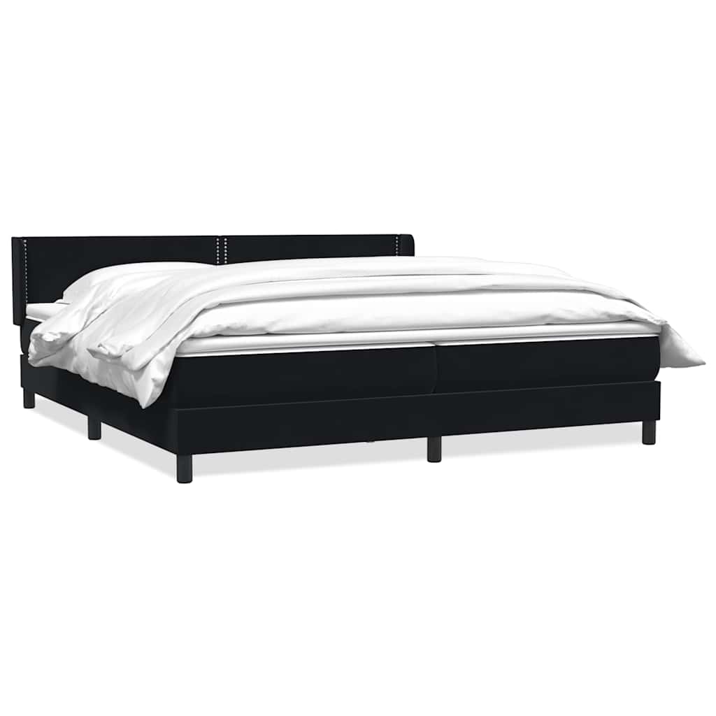 Boxspring met matras fluweel zwart 200x220 cm – afbeelding 2