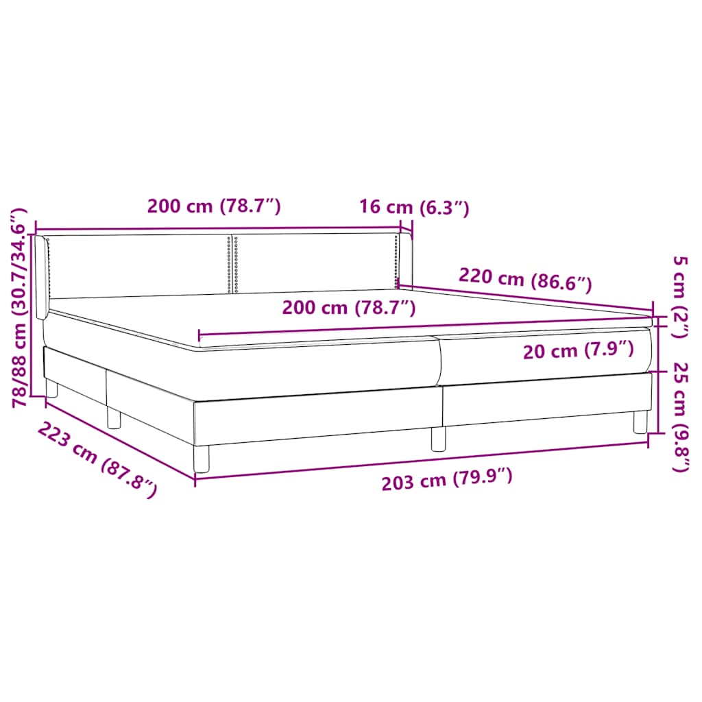 Boxspring met matras fluweel donkergroen 200x220 cm – afbeelding 12