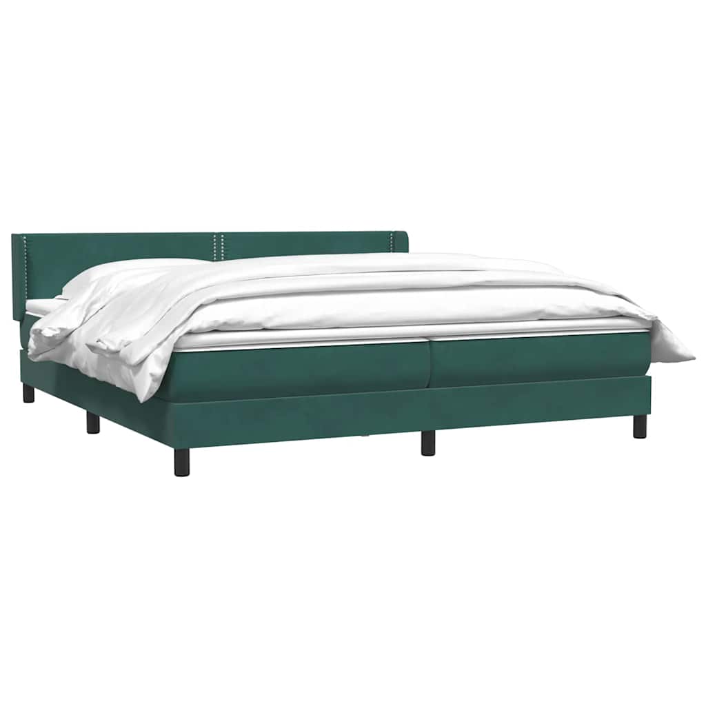 Boxspring met matras fluweel donkergroen 200x220 cm – afbeelding 3