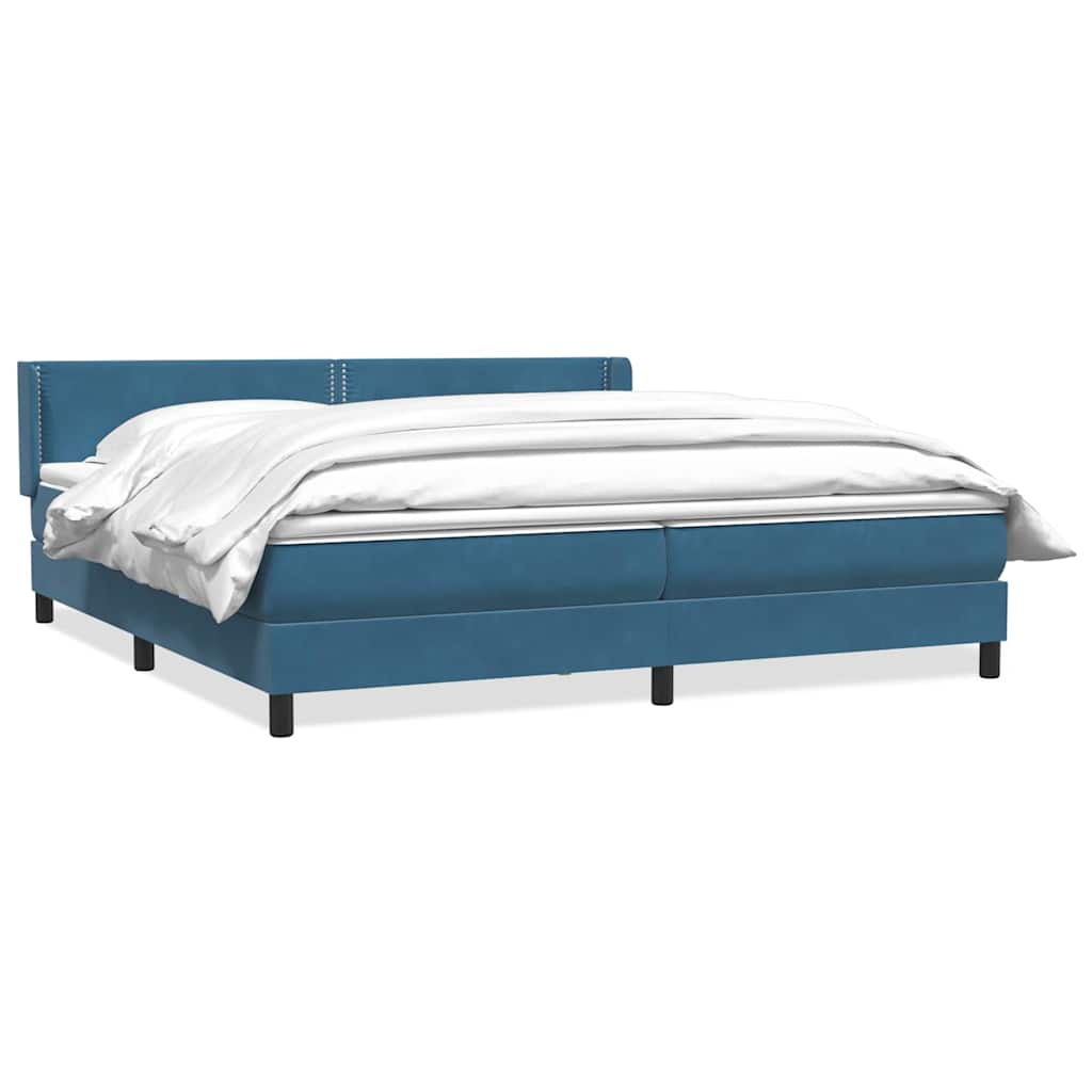 Boxspring met matras fluweel donkerblauw 200x220 cm – afbeelding 2