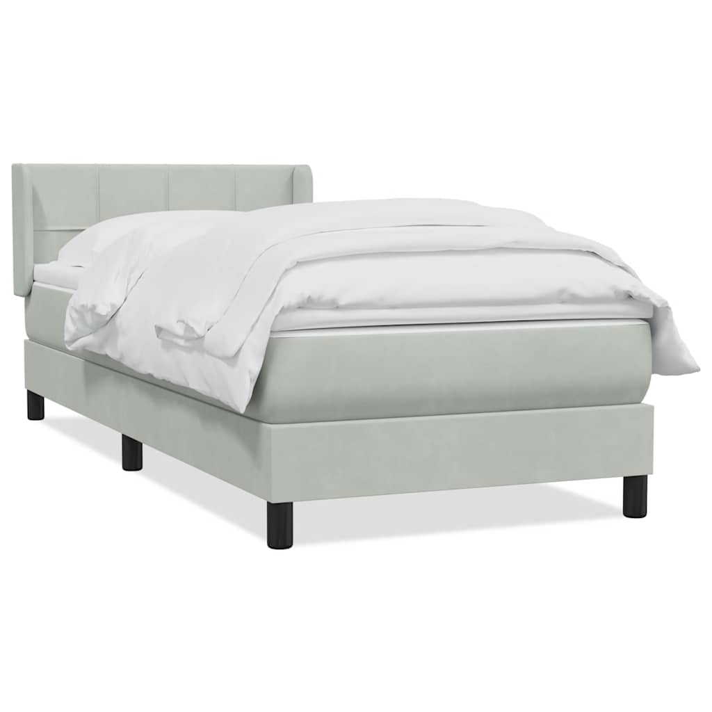 Boxspring met matras fluweel lichtgrijs 80x210 cm – afbeelding 2