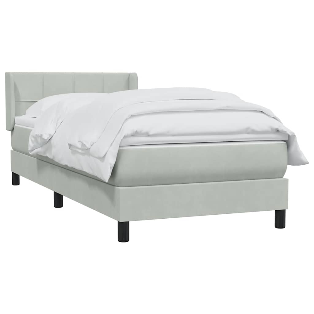 Boxspring met matras fluweel lichtgrijs 80x210 cm – afbeelding 3