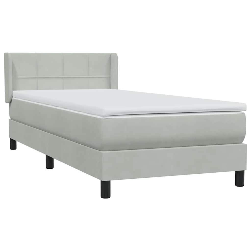 Boxspring met matras fluweel lichtgrijs 80x210 cm – afbeelding 4