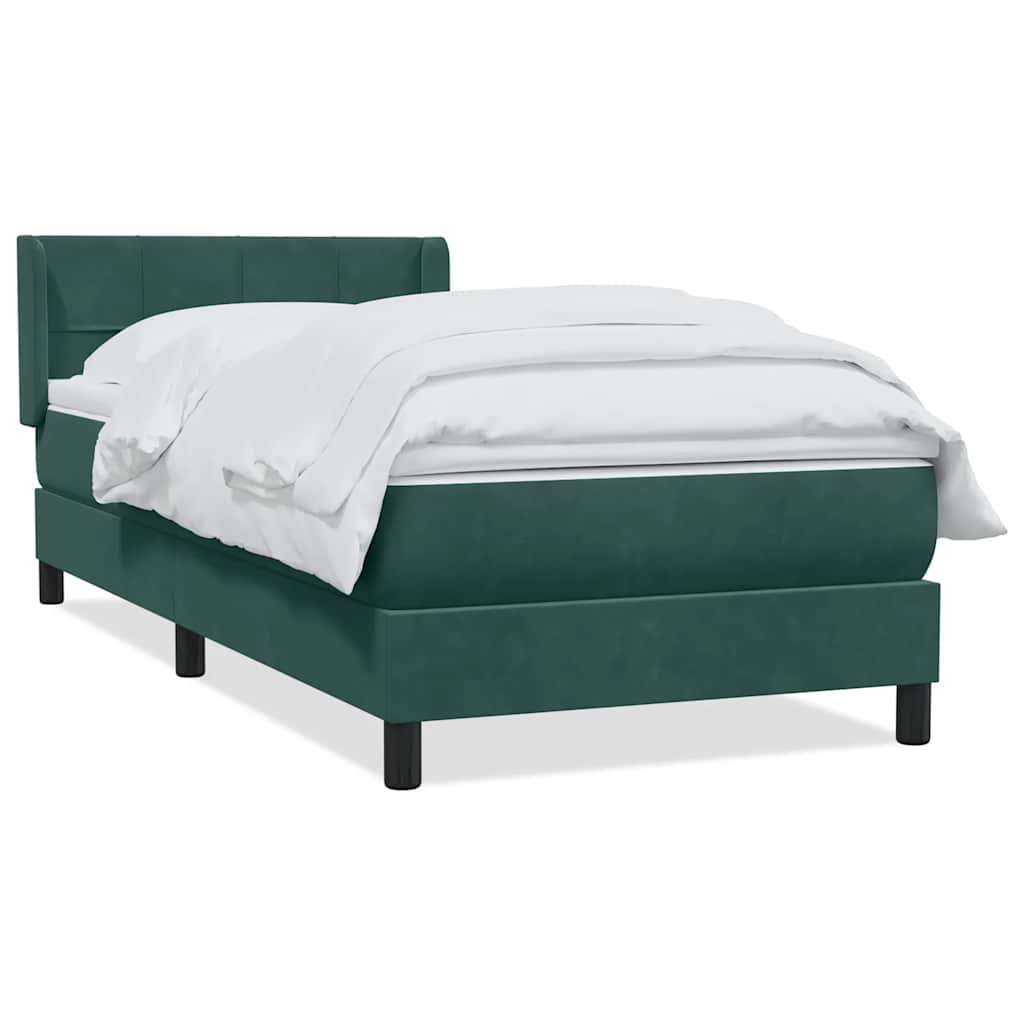 Boxspring met matras fluweel donkergroen 80x210 cm – afbeelding 2