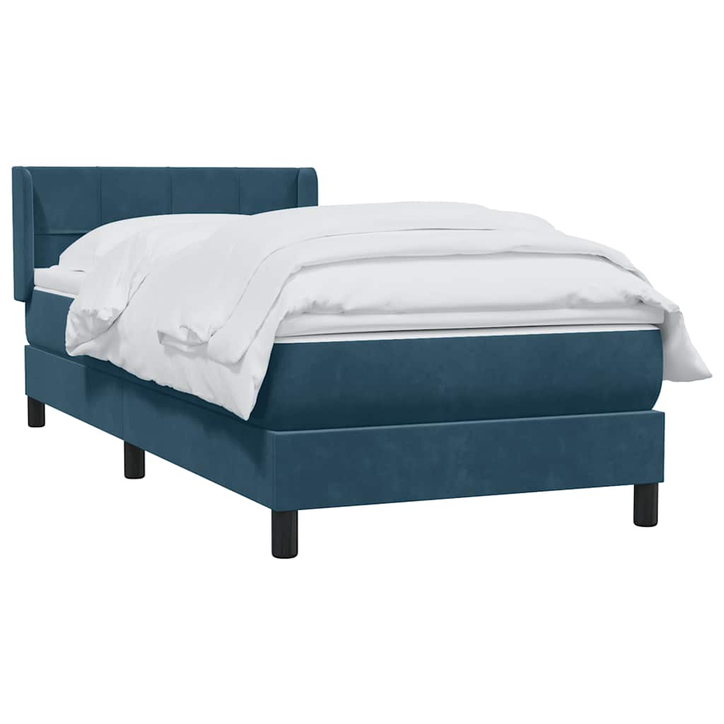 Boxspring met matras fluweel donkerblauw 80x210 cm – afbeelding 3