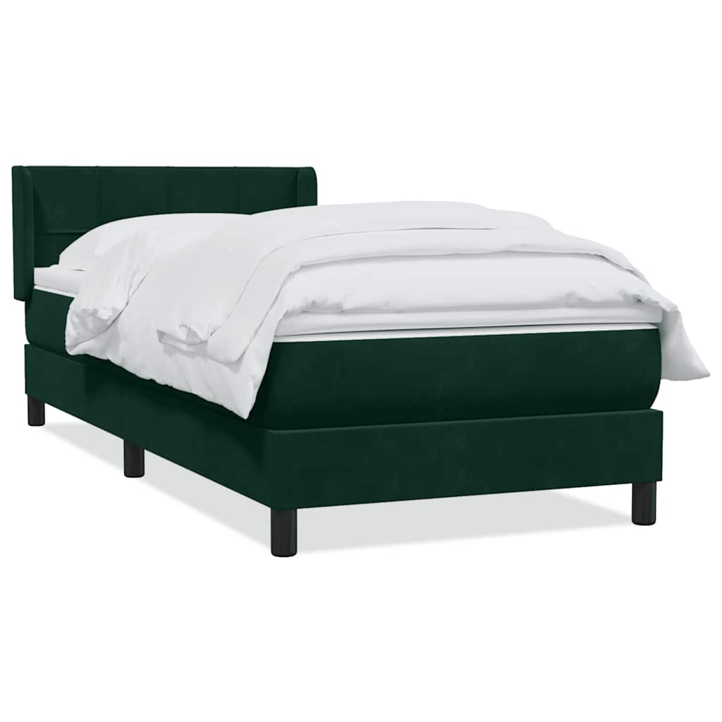 Boxspring met matras fluweel donkergroen 90x210 cm – afbeelding 2