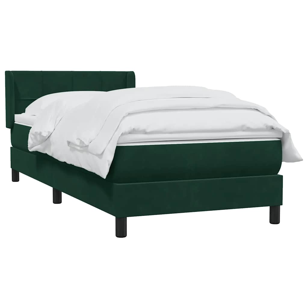 Boxspring met matras fluweel donkergroen 90x210 cm – afbeelding 3