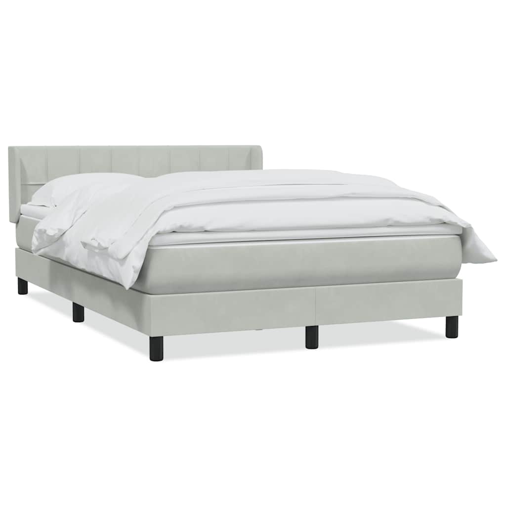 Boxspring met matras fluweel lichtgrijs 160x210 cm – afbeelding 2