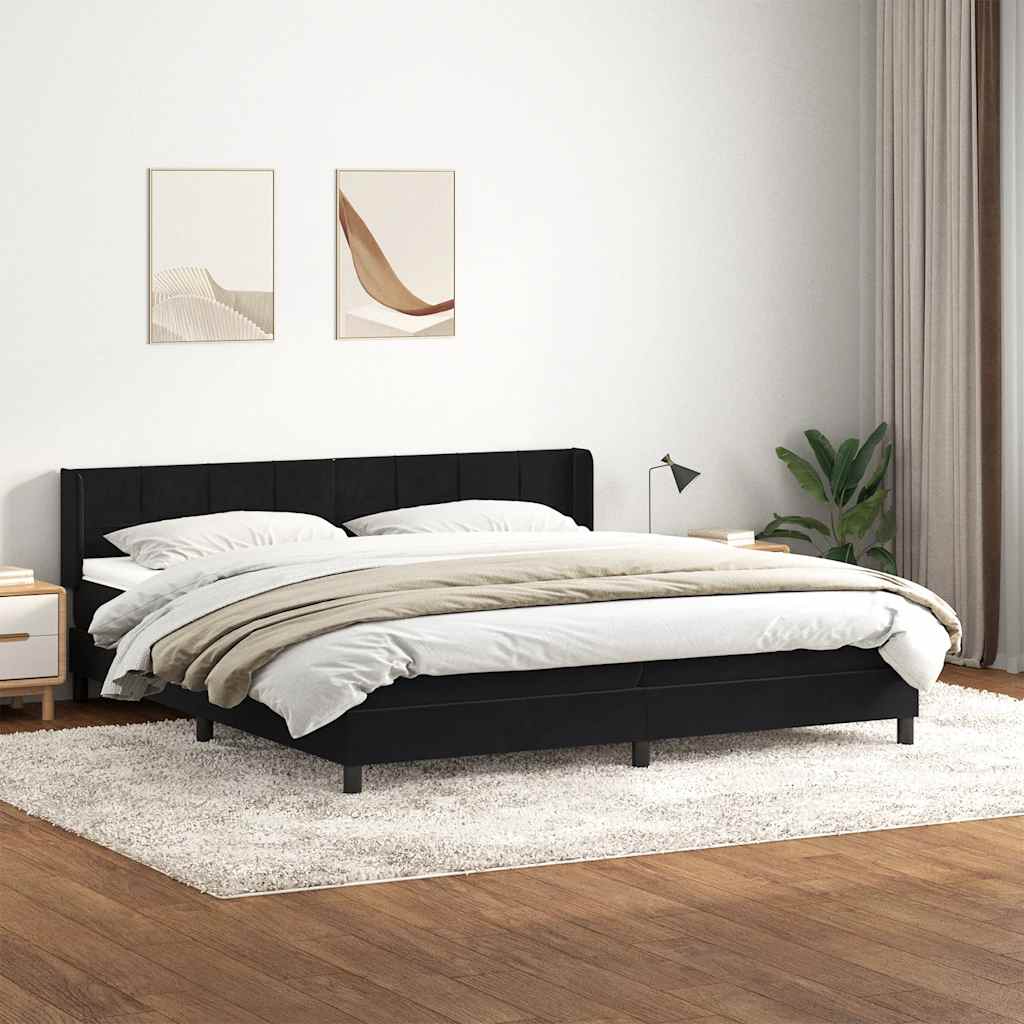 Boxspring met matras fluweel zwart 180x210 cm – afbeelding 1