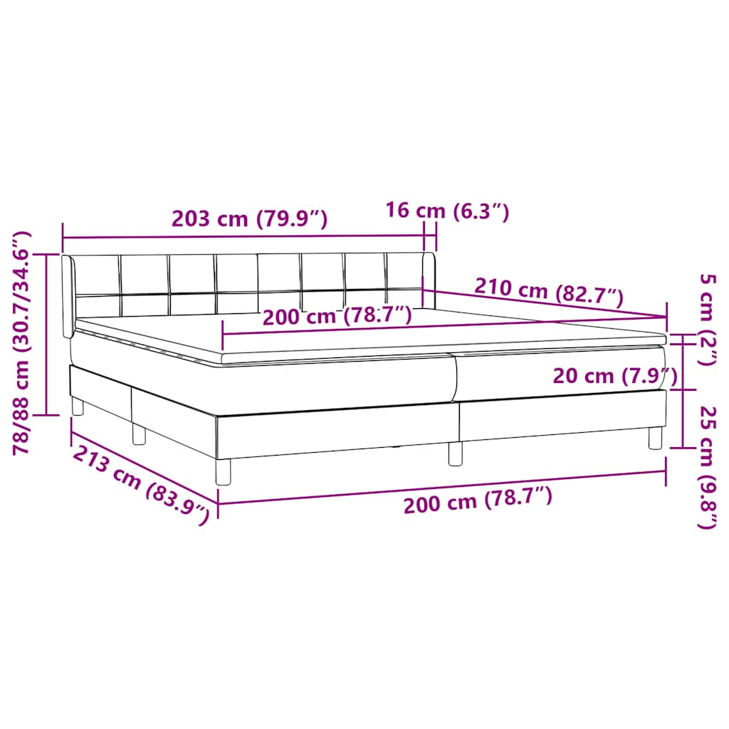 Boxspring met matras fluweel lichtgrijs 200x210 cm – afbeelding 12