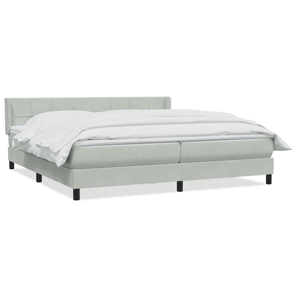 Boxspring met matras fluweel lichtgrijs 200x210 cm – afbeelding 2