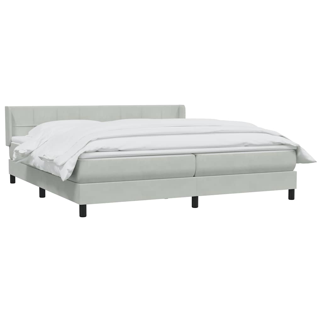 Boxspring met matras fluweel lichtgrijs 200x210 cm – afbeelding 3