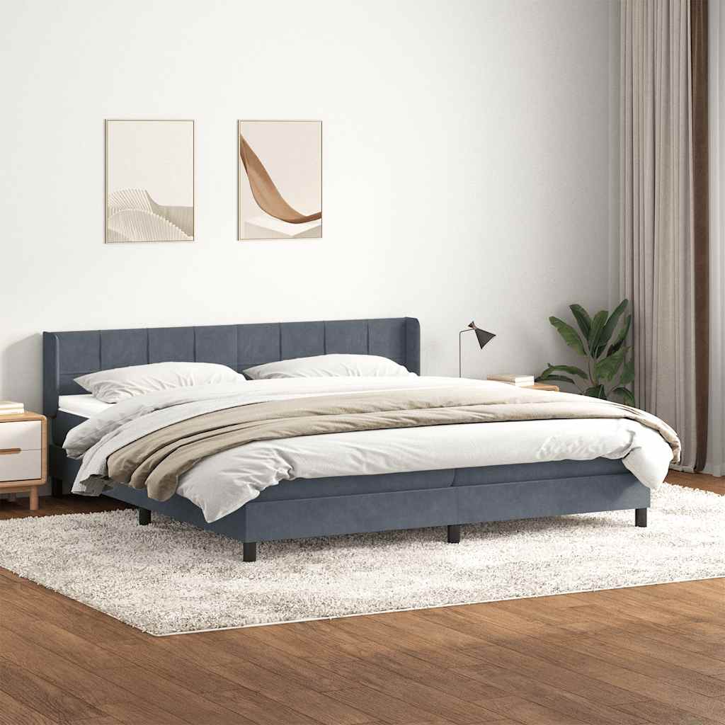 Boxspring met matras fluweel donkergrijs 200x210 cm – afbeelding 1