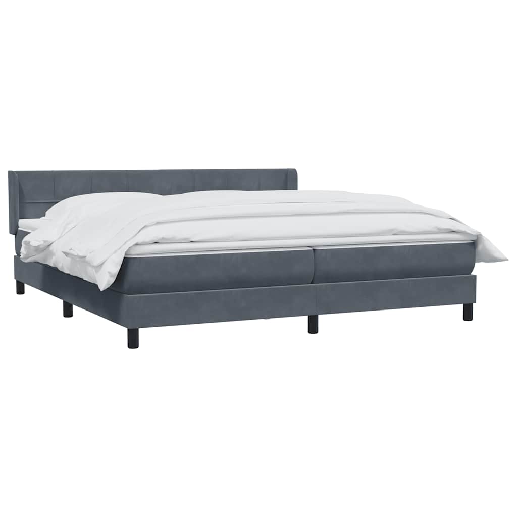 Boxspring met matras fluweel donkergrijs 200x210 cm – afbeelding 3