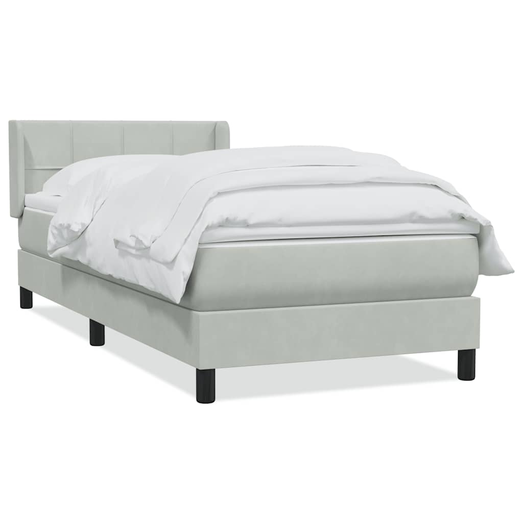 Boxspring met matras fluweel lichtgrijs 80x220 cm – afbeelding 2