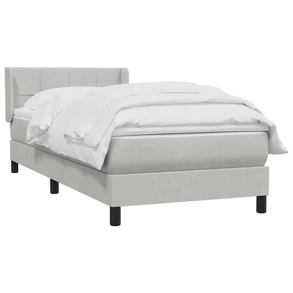 Boxspring met matras fluweel lichtgrijs 80x220 cm – afbeelding 3