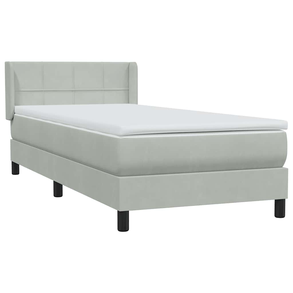 Boxspring met matras fluweel lichtgrijs 80x220 cm – afbeelding 4