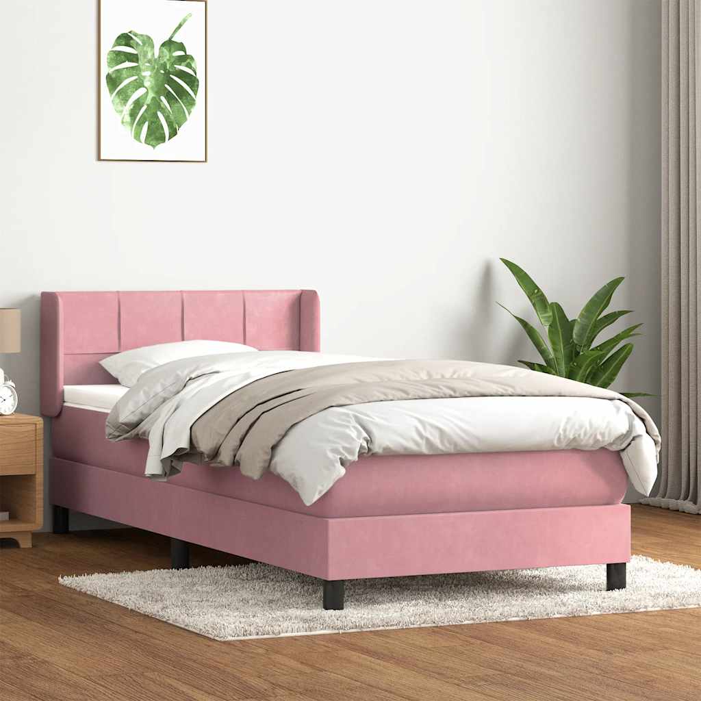 Boxspring met matras fluweel roze 80x220 cm – afbeelding 1